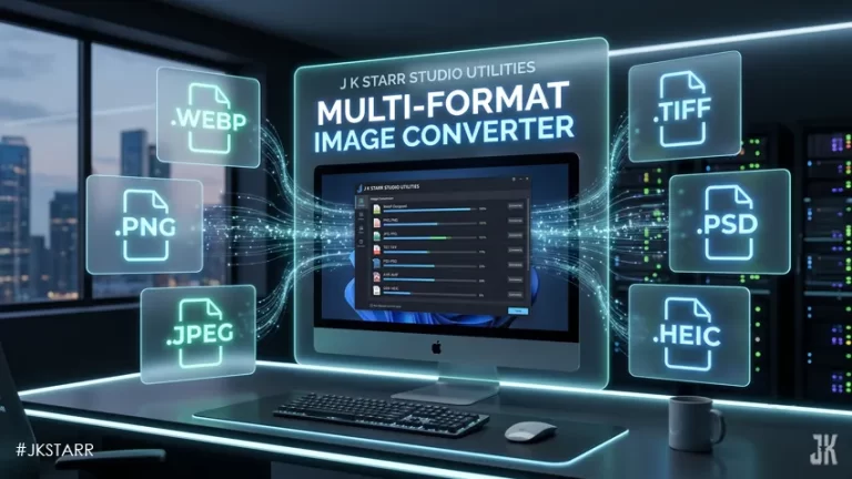 J K Starr Multi-Format Image Converter client-side batch processing interface for WebP PNG JPG and TIFF